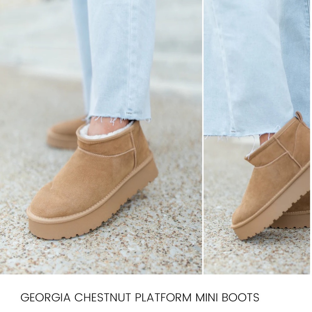 Pink lily Georgia chestnut platform mini boots